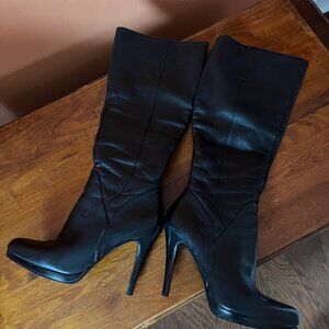 Nine West Black Leather Tall Boots